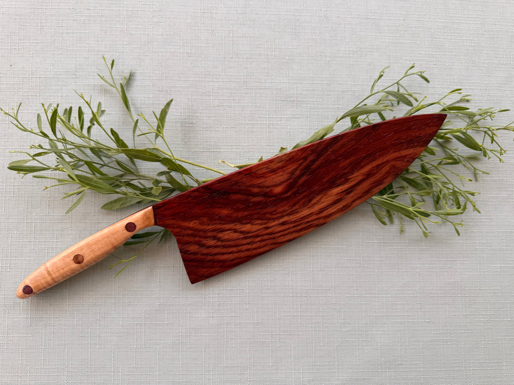 Exotic Marbled padauk serving knife