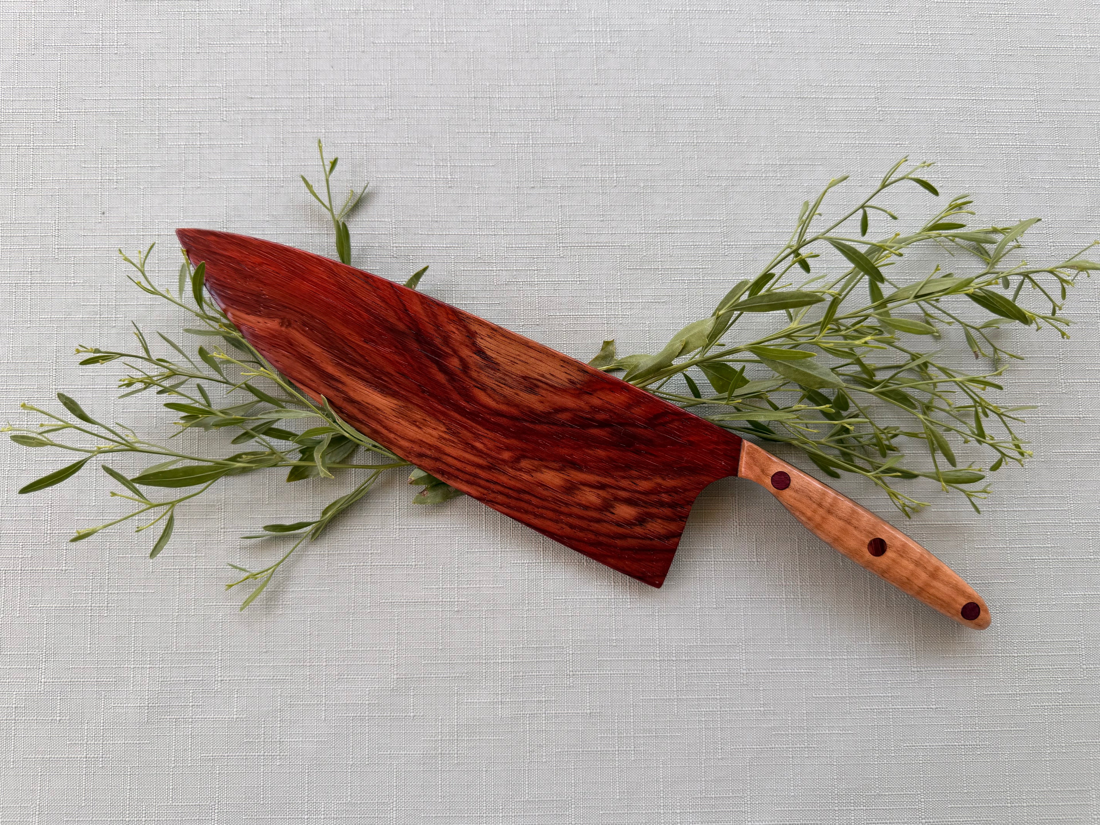 Exotic Marbled padauk serving knife