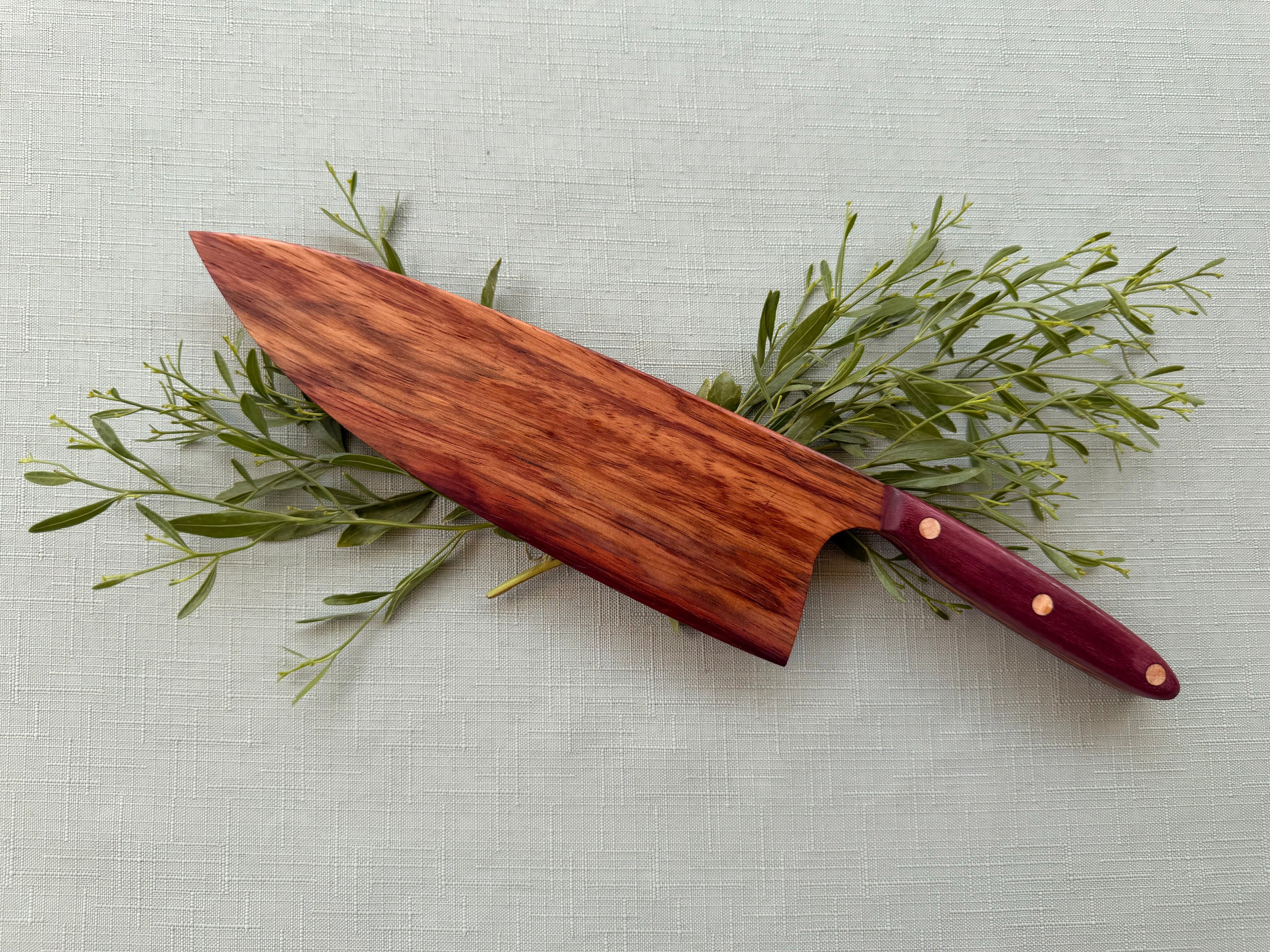 Beautiful exotic Marbled padauk serving knife