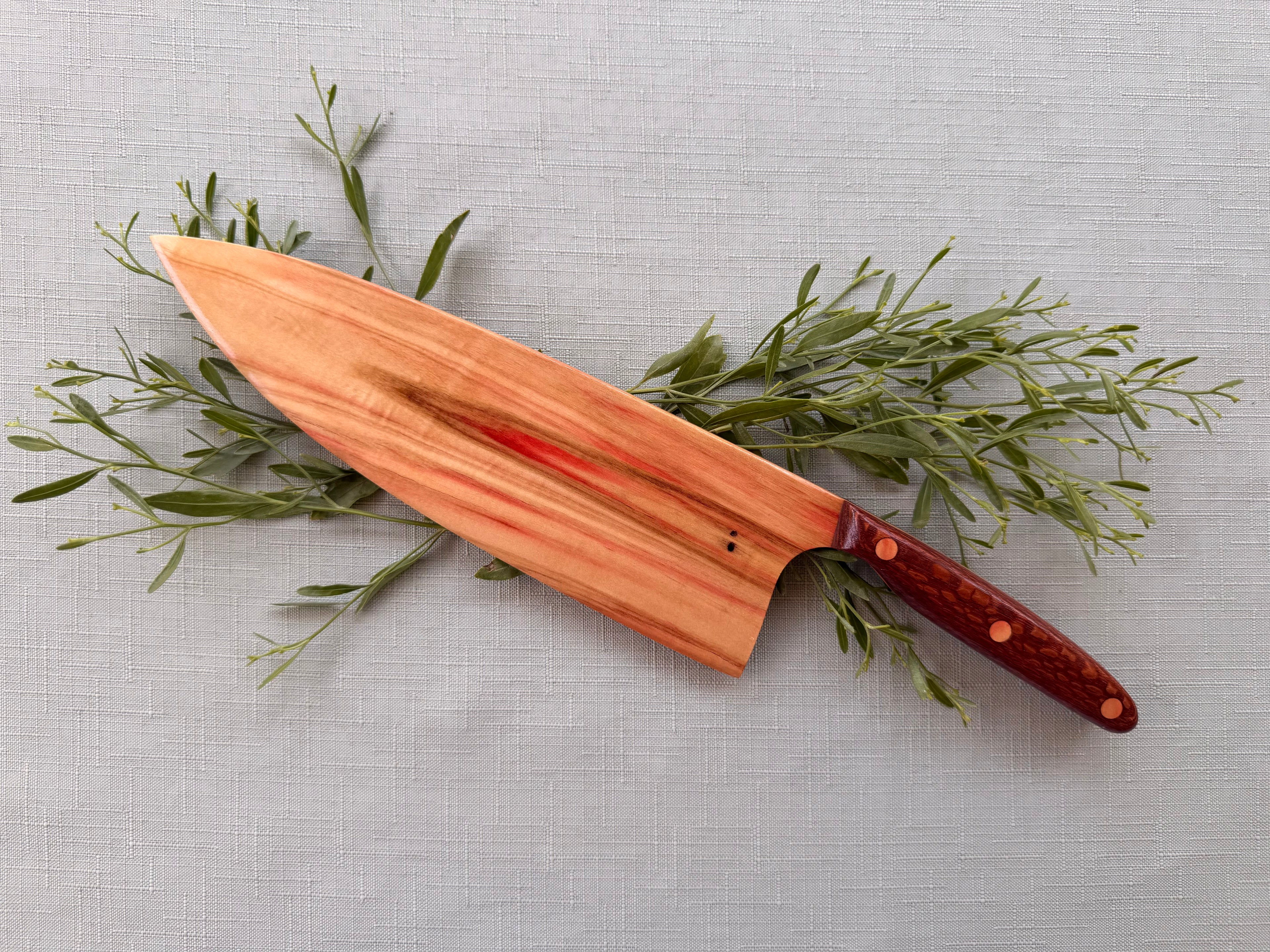 Flaming box elder serving knife