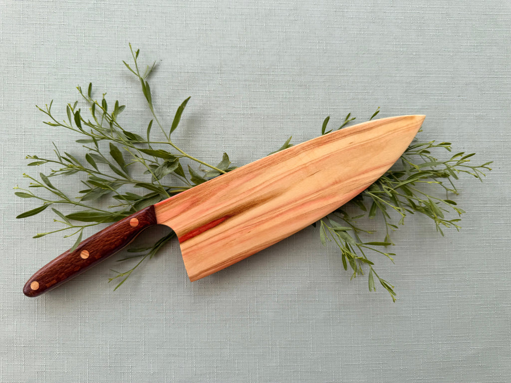 Flaming box elder serving knife