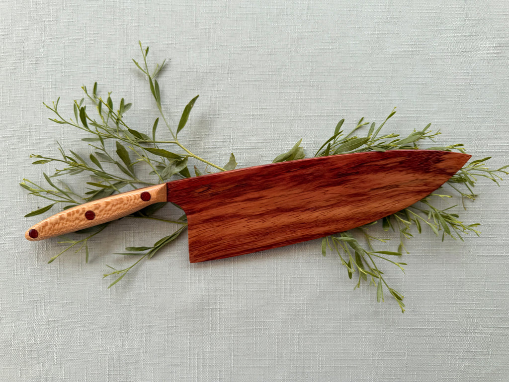 Exotic Marbled padauk serving knife