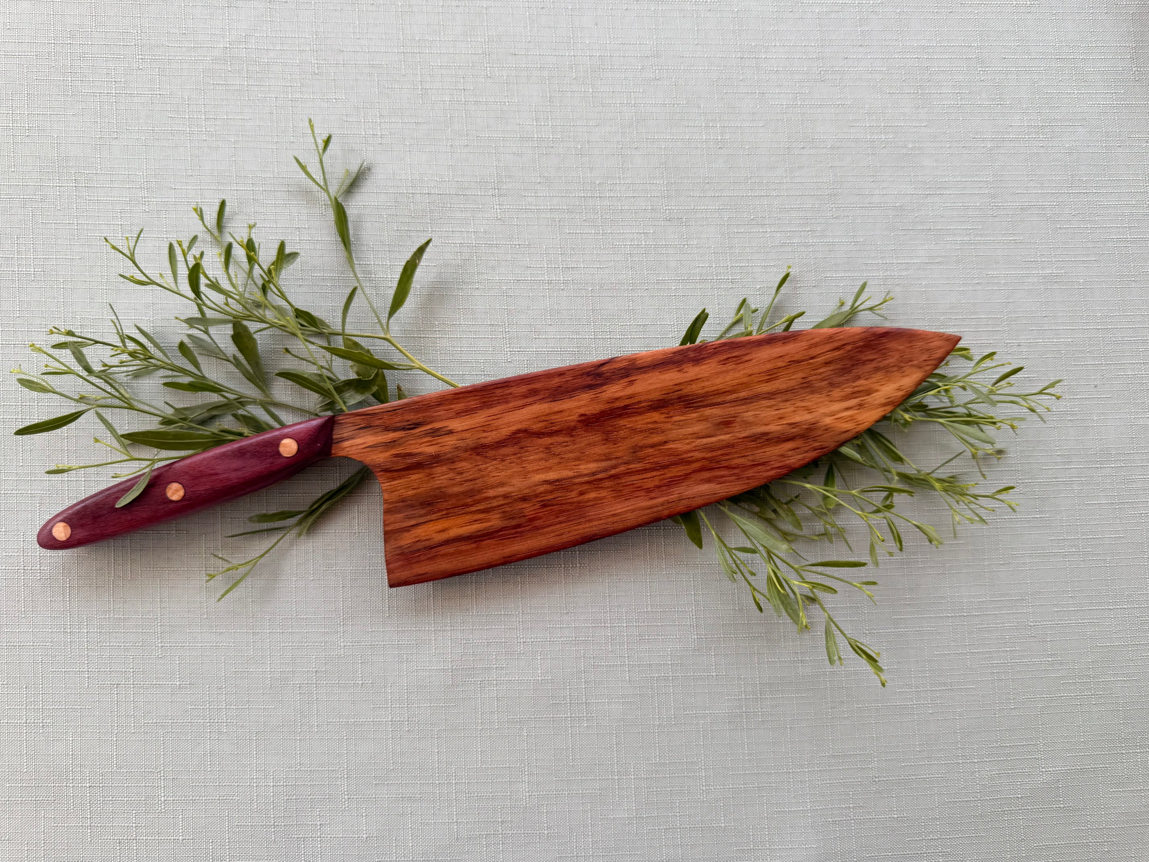 Beautiful exotic Marbled padauk serving knife